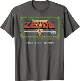 Nintendo Legend of Zelda Camiseta de Pantalla de Título Clásica de NES at Amazon